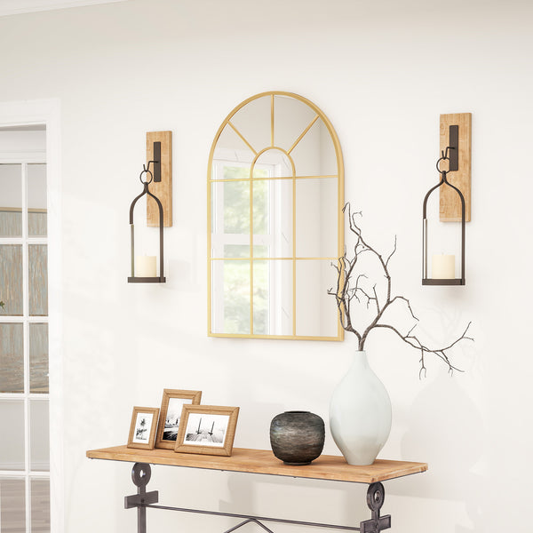 Wandspiegel Fenster Design mit Metallrahmen Gold