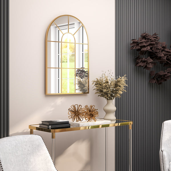 Wandspiegel Fenster Design mit Metallrahmen Gold