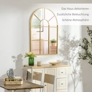 Wandspiegel Fensterdesign mit Metallrahmen 70x50cm gold