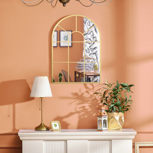 Wandspiegel Fensterdesign mit Metallrahmen 70x50cm gold