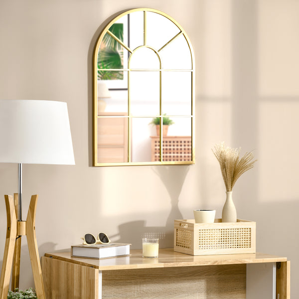 Wandspiegel Fensterdesign mit Metallrahmen 70x50cm gold