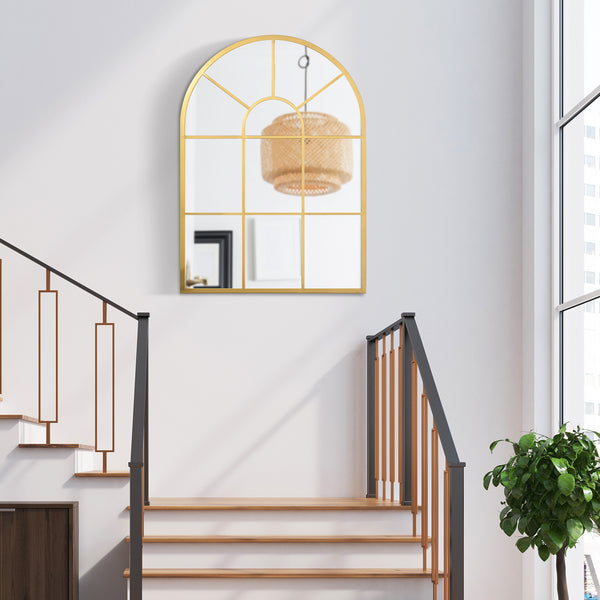 Wandspiegel Fensterdesign mit Metallrahmen 70x50cm gold