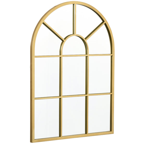 Wandspiegel Fensterdesign mit Metallrahmen 70x50cm gold