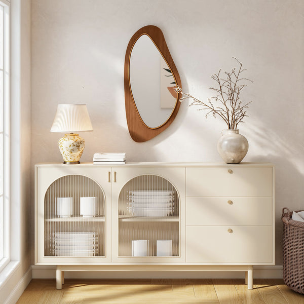 Wandspiegel Fensterlook mit Holzrahmen für Schlafzimmer