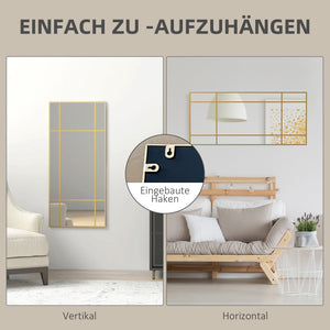 Wandspiegel mit goldfarbenem Metallrahmen für Wohnzimmer