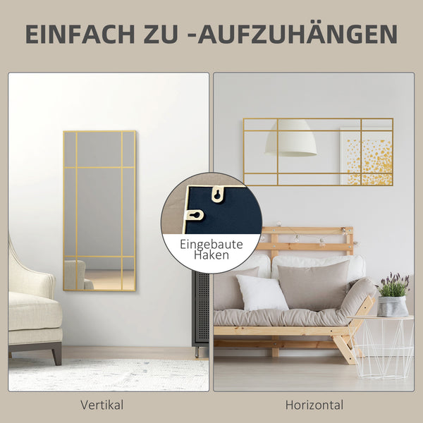 Wandspiegel mit goldfarbenem Metallrahmen für Wohnzimmer