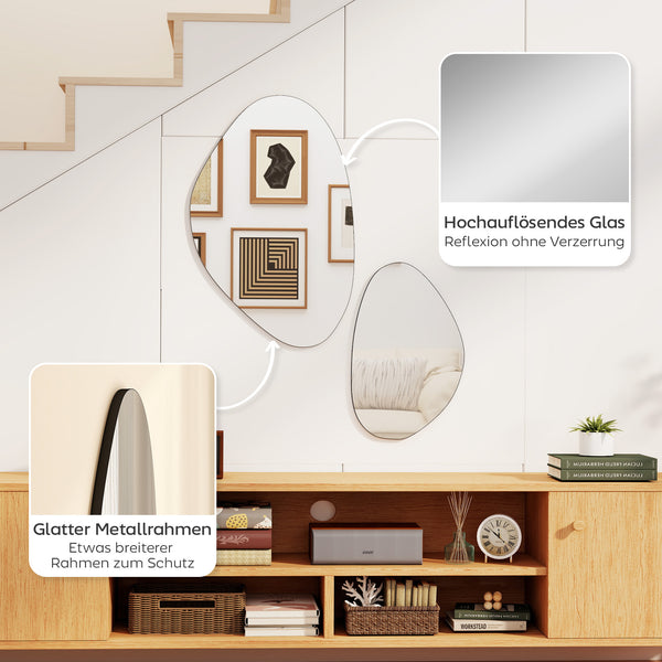Wandspiegel Set Fensterspiegel modern mit Metallrahmen schwarz