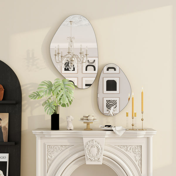 Wandspiegel Set Fensterspiegel modern mit Metallrahmen schwarz