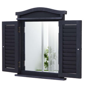 Wandspiegel Spiegelfenster mit Fensterläden 53x42x5cm dunkelgrau