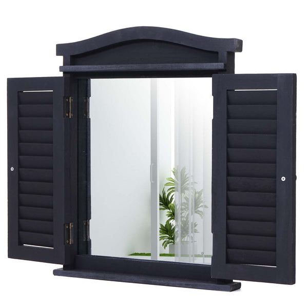 Wandspiegel Spiegelfenster mit Fensterläden 53x42x5cm dunkelgrau