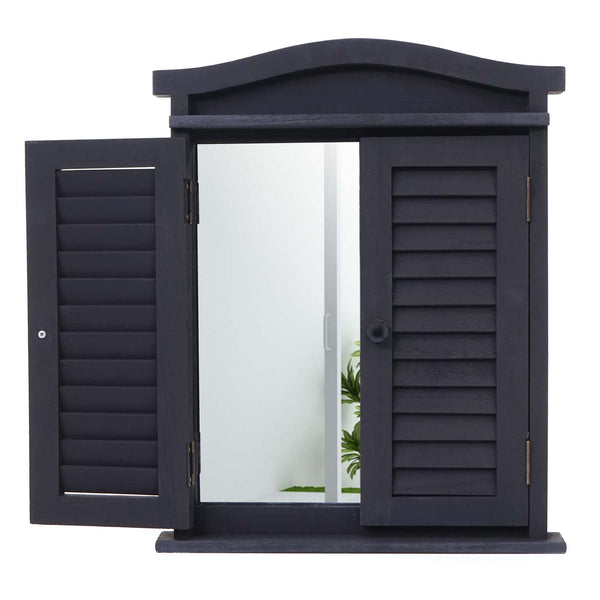 Wandspiegel Spiegelfenster mit Fensterläden 53x42x5cm dunkelgrau