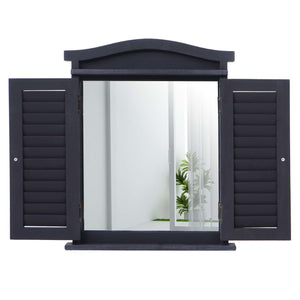 Wandspiegel Spiegelfenster mit Fensterläden 53x42x5cm dunkelgrau