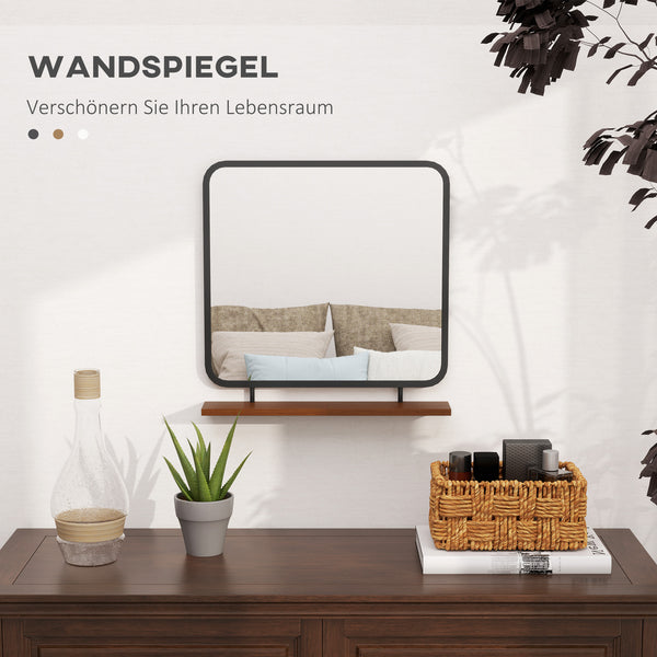 Wandspiegel Vintage mit Ablage Metallrahmen Holz schwarz