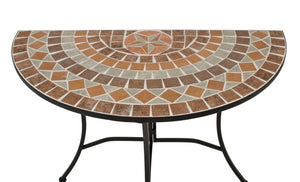 Wandtisch LUCCA halbrund 45x90cm, Eisen + Mosaik terracottafarben