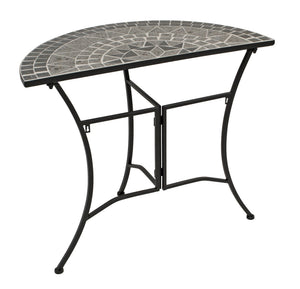 Wandtisch SIENA halbrund 45x90cm, Eisen + Mosaik grau
