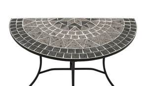 Wandtisch SIENA halbrund 45x90cm, Eisen + Mosaik grau