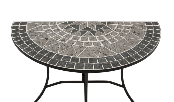 Wandtisch SIENA halbrund 45x90cm, Eisen + Mosaik grau