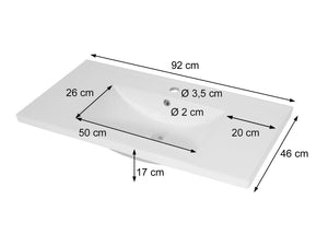 Waschbecken Handwaschbecken Keramik eckig 92cm weiss