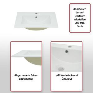 Waschbecken Handwaschbecken Keramik eckig 92cm weiss