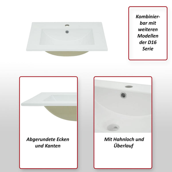 Waschbecken Handwaschbecken Keramik eckig 92cm weiss