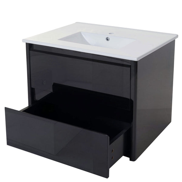 Waschbecken Keramik eckig 81cm weiss
