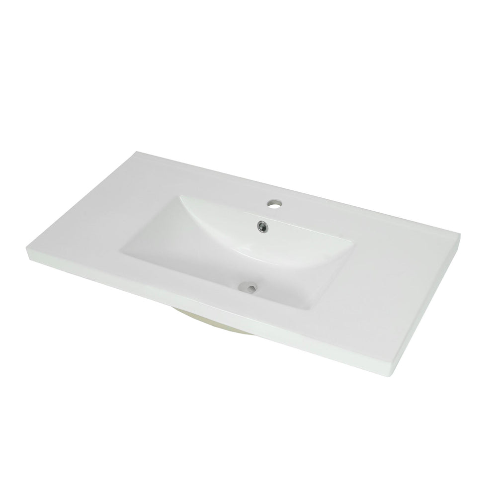 Waschbecken Keramik eckig 81cm weiss