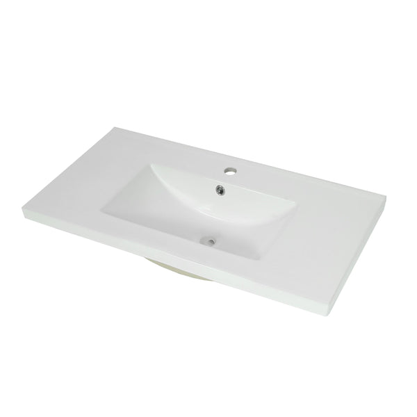 Waschbecken Keramik eckig 81cm weiss