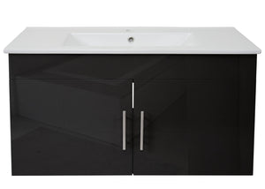 Waschbecken mit Unterschrank Hochglanz 90cm schwarz