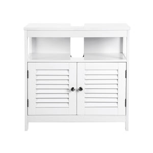 Waschbeckenschrank mit Lamellentüren Landhaus weiss
