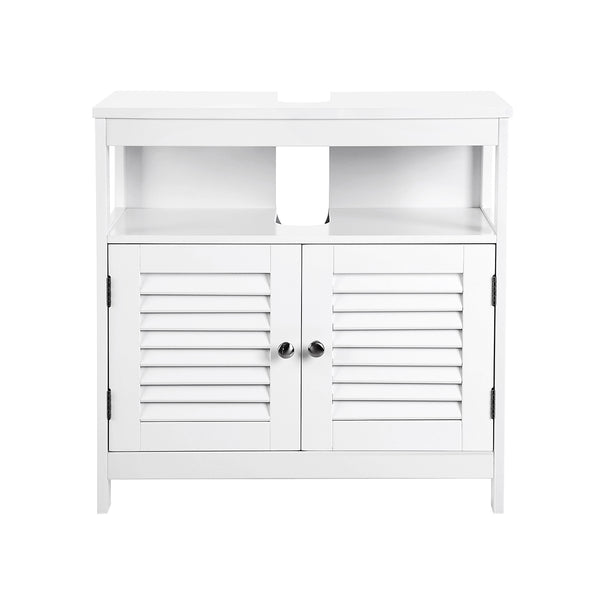 Waschbeckenschrank mit Lamellentüren Landhaus weiss