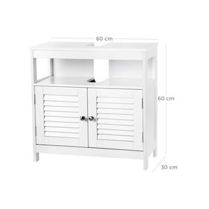 Waschbeckenschrank mit Lamellentüren Landhaus weiss