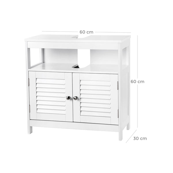 Waschbeckenschrank mit Lamellentüren Landhaus weiss