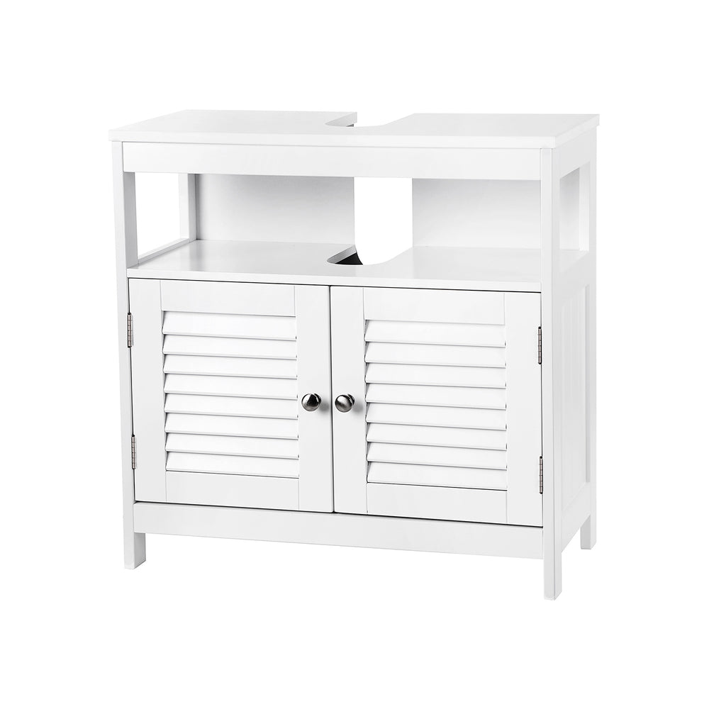 Vanity unit with slatted doors, country style, white
