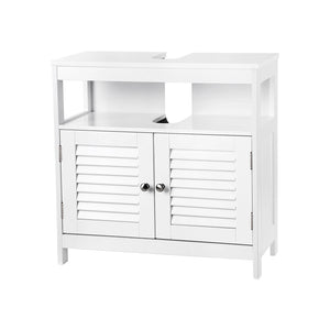 Waschbeckenschrank mit Lamellentüren Landhaus weiss