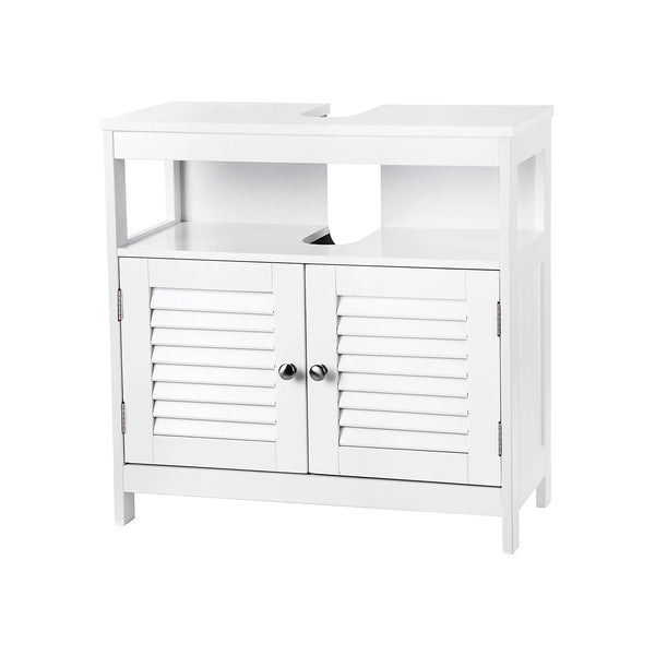 Waschbeckenschrank mit Lamellentüren Landhaus weiss