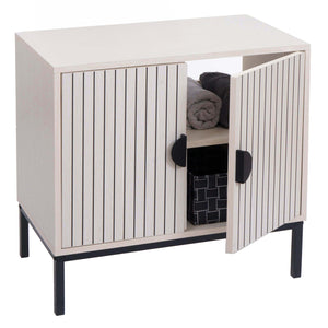 Waschbeckenunterschrank Badschrank 2 Türen 62x63x35cm Holzoptik beige