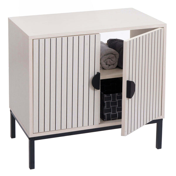 Waschbeckenunterschrank Badschrank 2 Türen 62x63x35cm Holzoptik beige