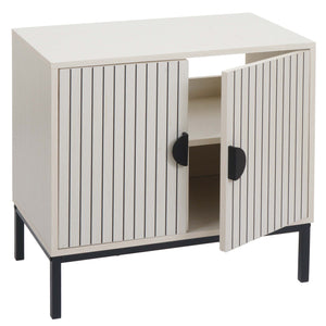 Waschbeckenunterschrank Badschrank 2 Türen 62x63x35cm Holzoptik beige