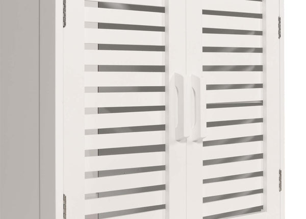 Waschbeckenunterschrank Badschrank mit Staufach Bambus 60x60x30cm weiss