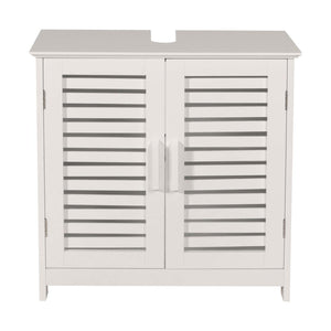 Waschbeckenunterschrank Badschrank mit Staufach Bambus 60x60x30cm weiss