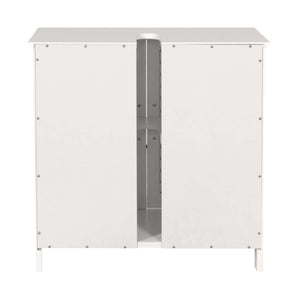 Waschbeckenunterschrank Badschrank mit Staufach Bambus 60x60x30cm weiss