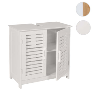 Waschbeckenunterschrank Badschrank mit Staufach Bambus 60x60x30cm weiss