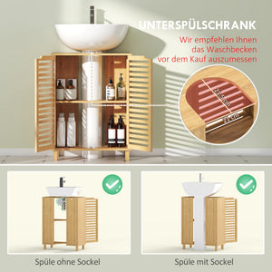 Waschbeckenunterschrank Badschrank mit Lamellentüren Bambus
