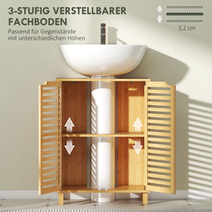 Waschbeckenunterschrank Badschrank mit Lamellentüren Bambus