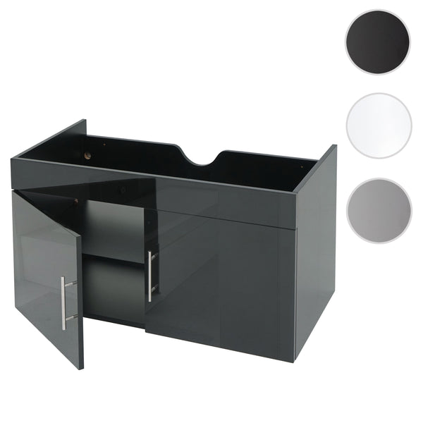 Waschbeckenunterschrank Hochglanz 90cm schwarz