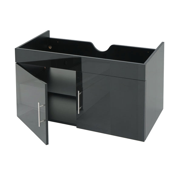 Waschbeckenunterschrank Hochglanz 90cm schwarz