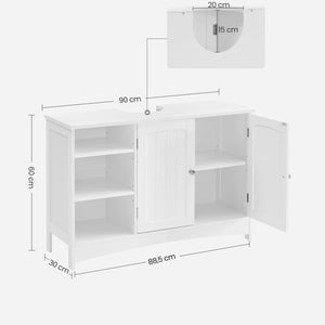 Waschbeckenunterschrank mit 2 Türen und Ablagen