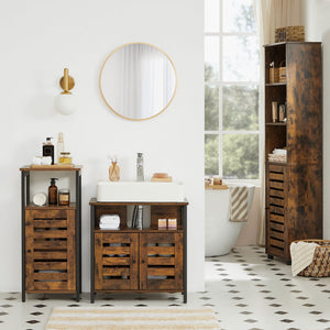Waschbeckenunterschrank mit Regal Lamellentüren Vintage