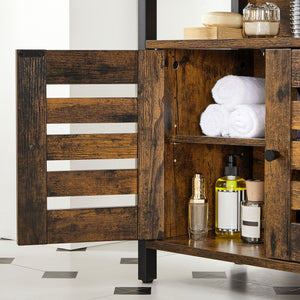 Waschbeckenunterschrank mit Regal Lamellentüren Vintage