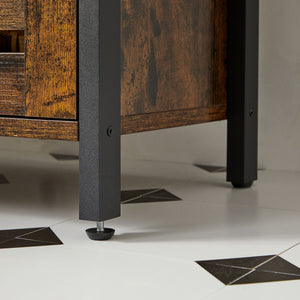 Waschbeckenunterschrank mit Regal Lamellentüren Vintage